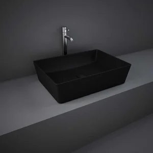 Rak Feeling 50cm Rectangular Counter Top Wash Basin In Matt Black