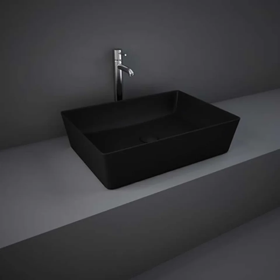 Rak Feeling 50cm Rectangular Counter Top Wash Basin In Matt Black product image - Image 1