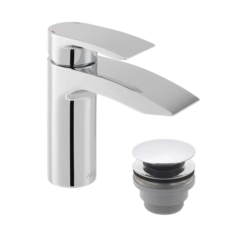 Vado Axces Rowe Mono Basin Mixer + Push Basin Waste Chrome product image - Image 1