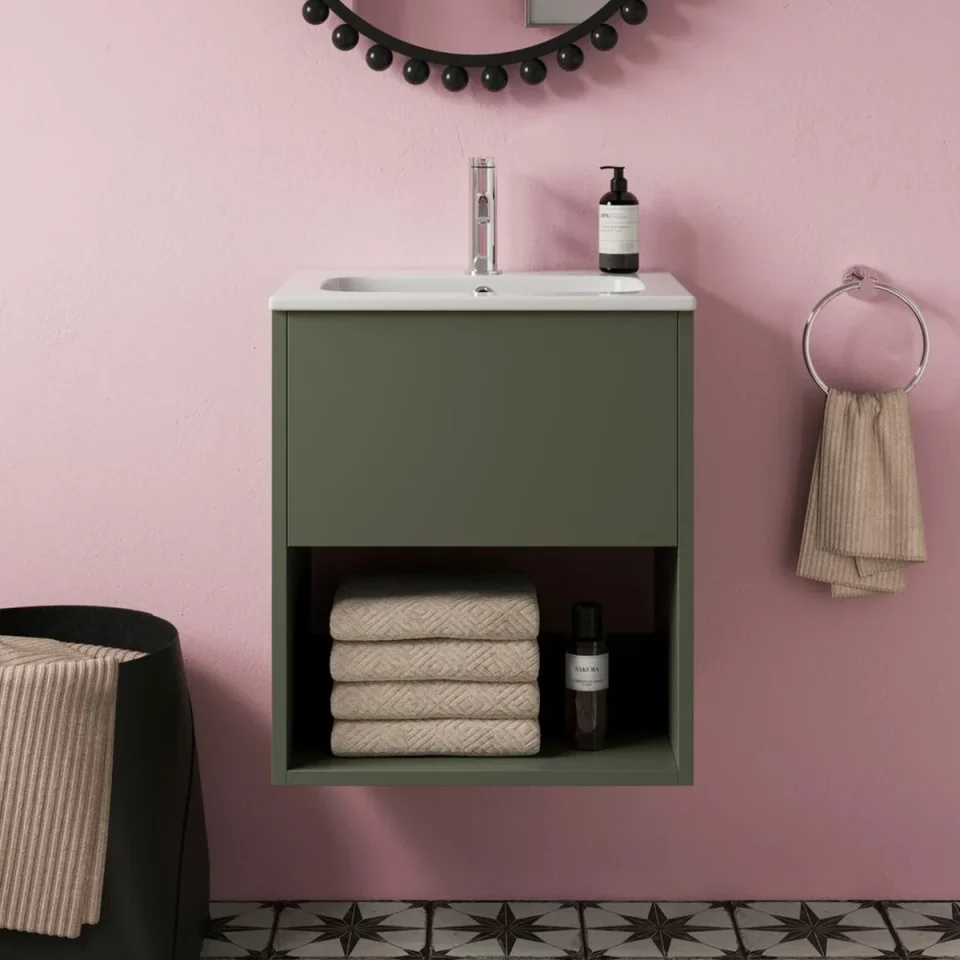 Britton Hackney Basin Unit 500mm Green Matt product image - Image 1