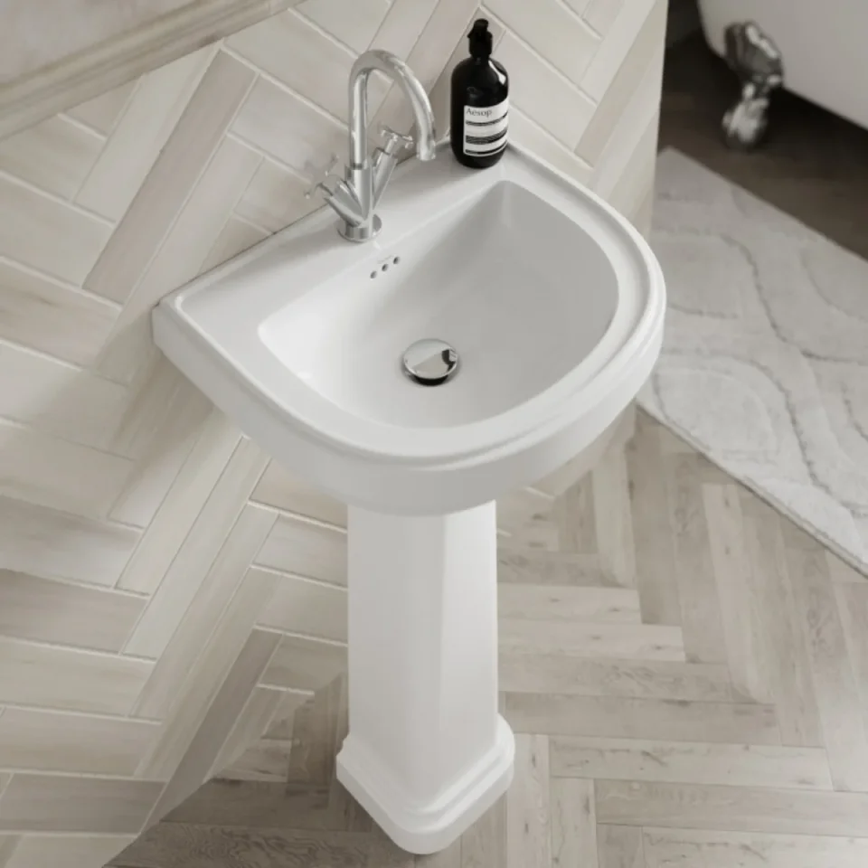 Burlington Riviera 58cm D Shape Basin Nth White product image - Image 1
