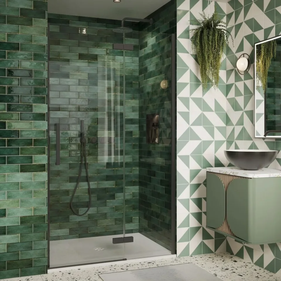Crosswater Asura Hinged Door with Inline 1200 Slate product image - Image 1