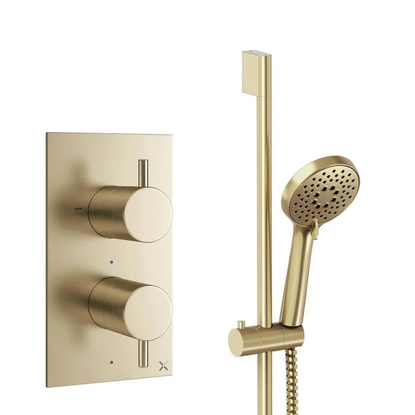 Crosswater Design Shower Set 2 Brushed Brass