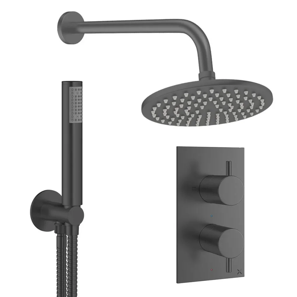 Crosswater Design Shower Set 3 Slate 200mm product image - Image 1