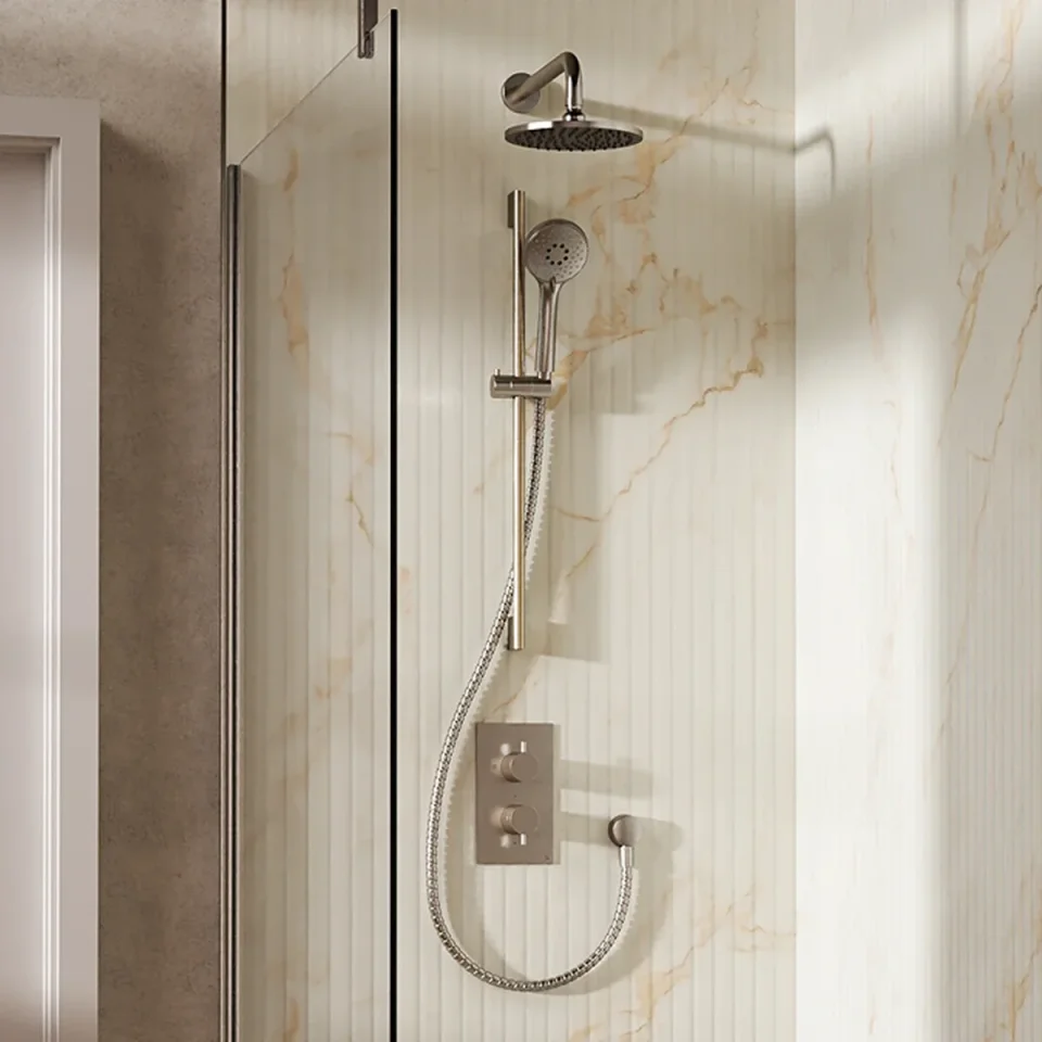 Crosswater Design Shower Set 4 Brushed Nickel 200mm product image - Image 1