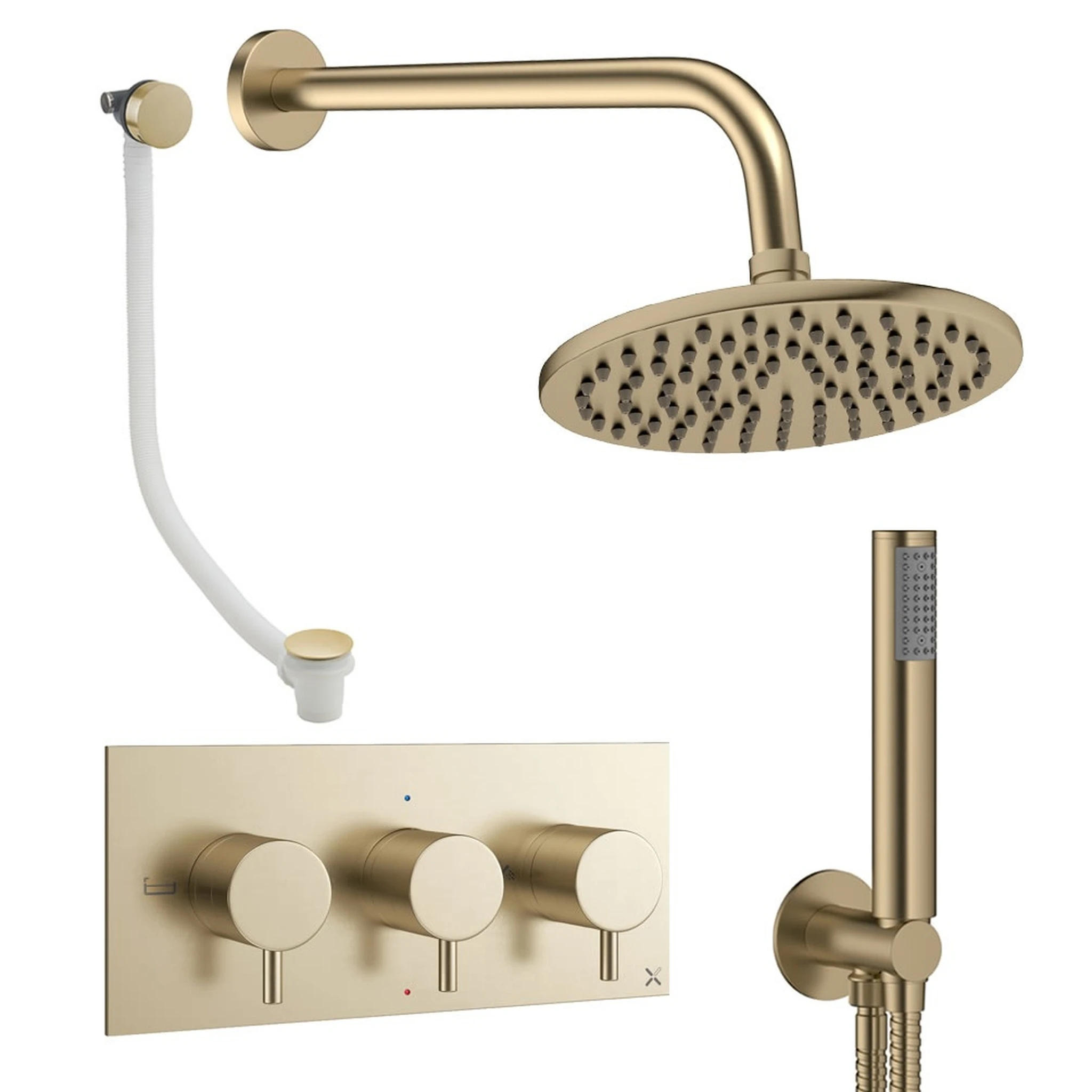 Crosswater Design Shower Set 8 Brushed Brass 200mm
