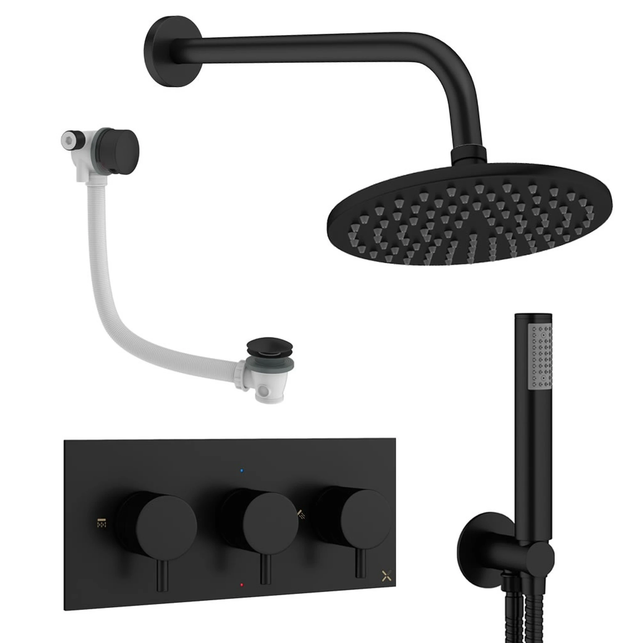 Crosswater Design Shower Set 8 Matt Black 200mm
