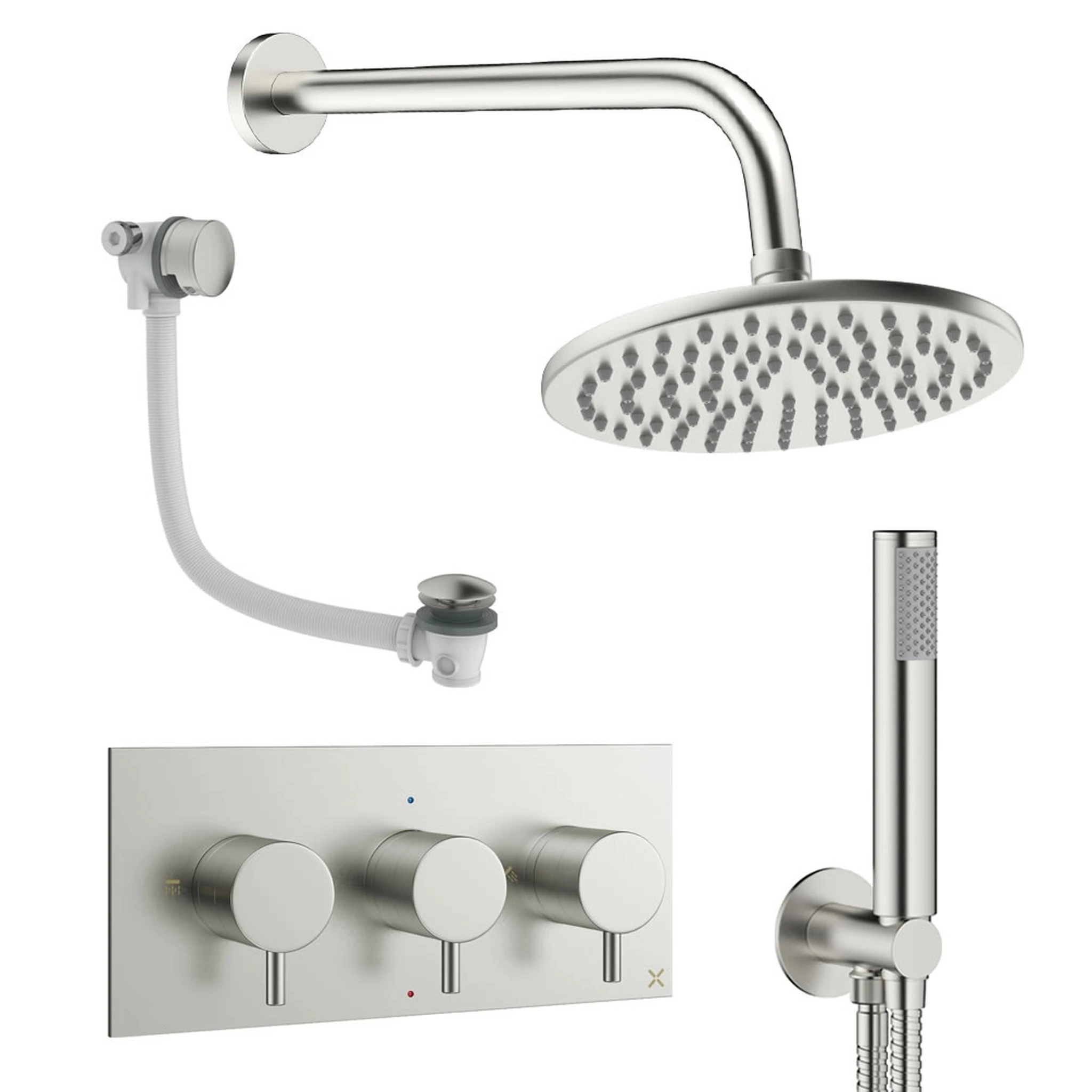 Crosswater Design Shower Set 8 Brushed Nickel 200mm
