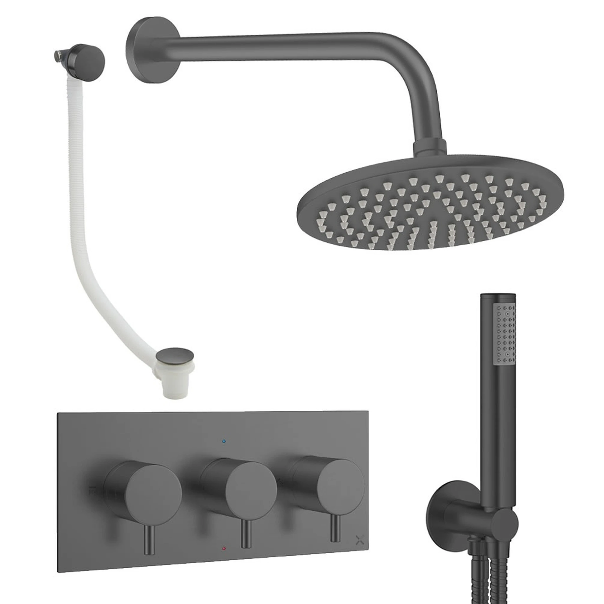 Crosswater Design Shower Set 8 Slate 200mm