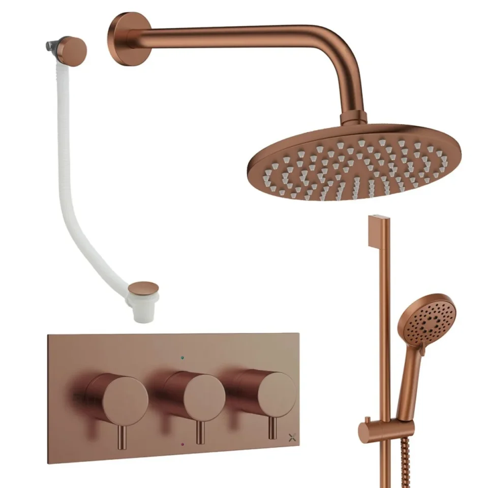 Crosswater Design Shower Set 9 Brushed Bronze 200mm product image - Image 1