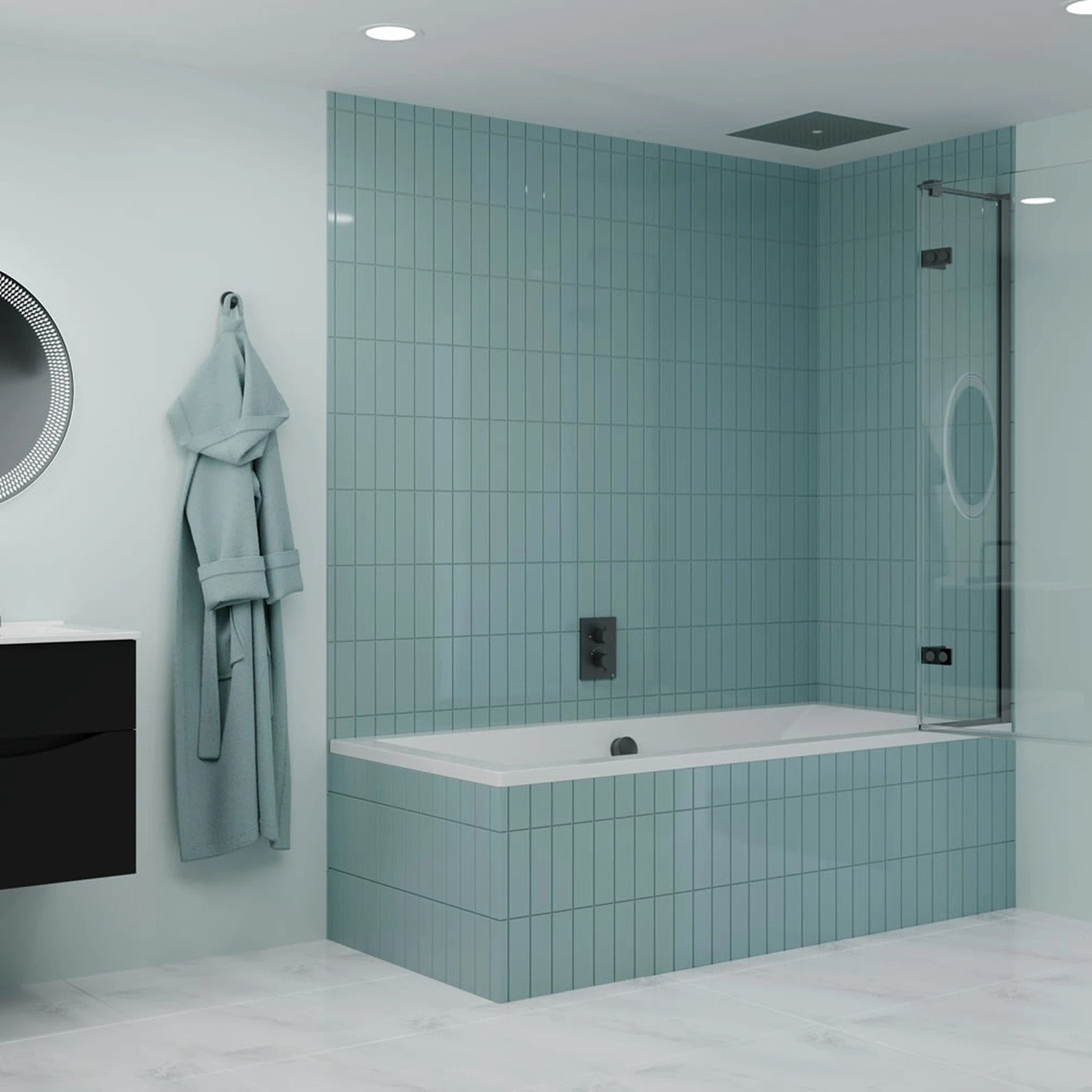 Crosswater Optix Hinged Bath Screen 180 Left Handed Slate