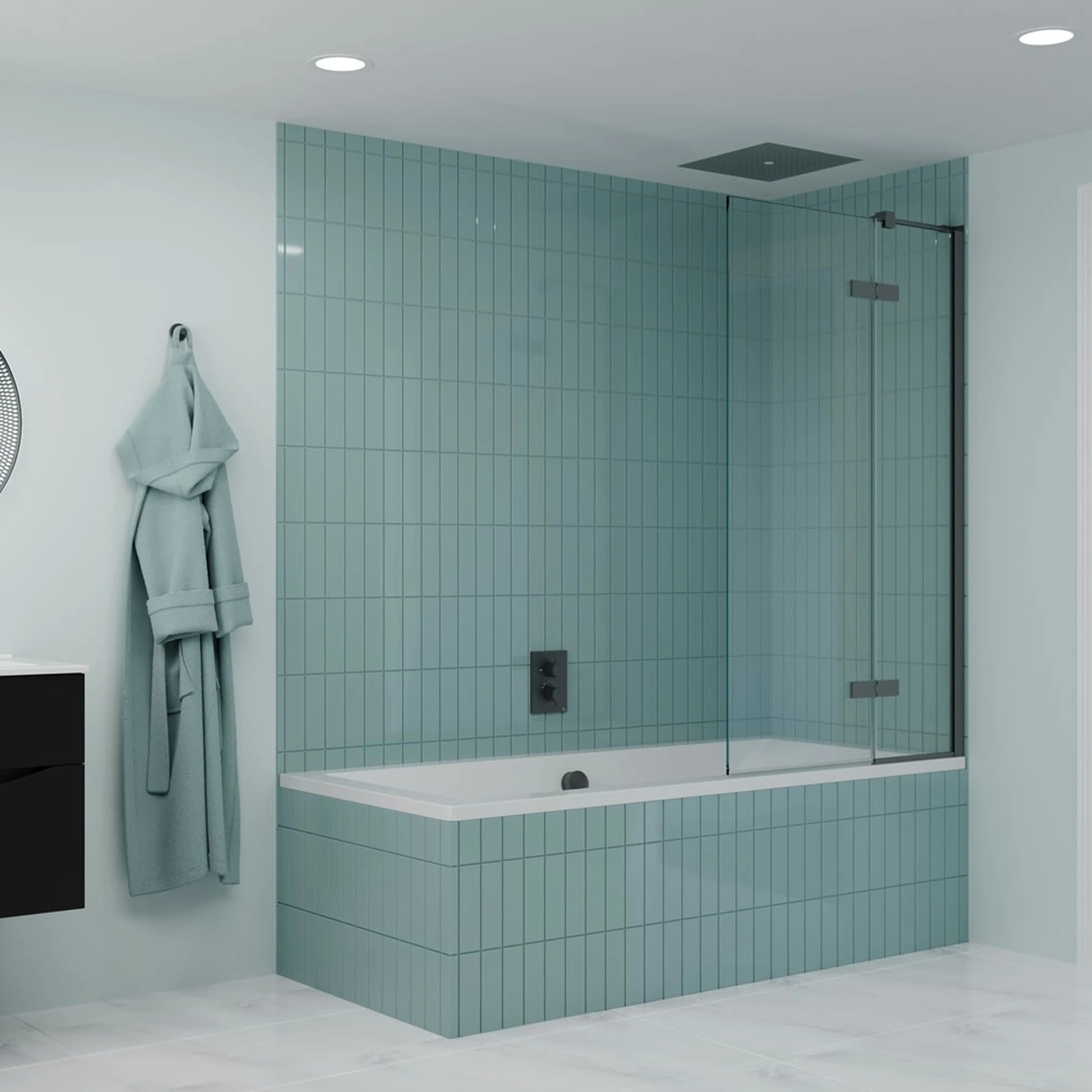 Crosswater Optix Hinged Bath Screen 90 Left Handed Slate