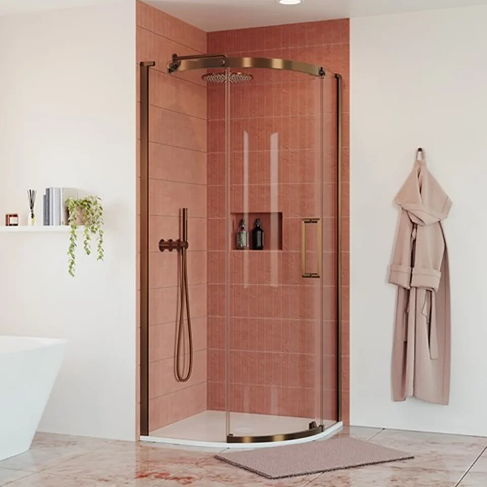 Crosswater Optix Quadrant 900 Right Hand Brushed Bronze product image - Image 1