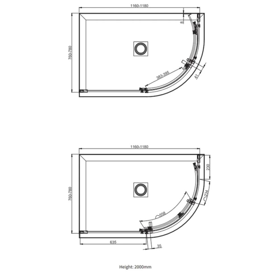 Crosswater Optix Offset Quadrant 1200x800 Right Hand Brushed Nickel detail view - Image 3