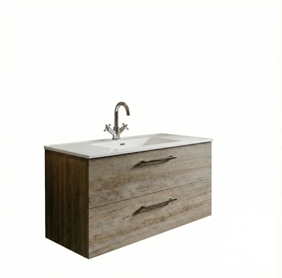 Faeber Monaco 80cm Grey Clubhouse Oak Basin Vanity Unit 2 Drawers product image - Image 1