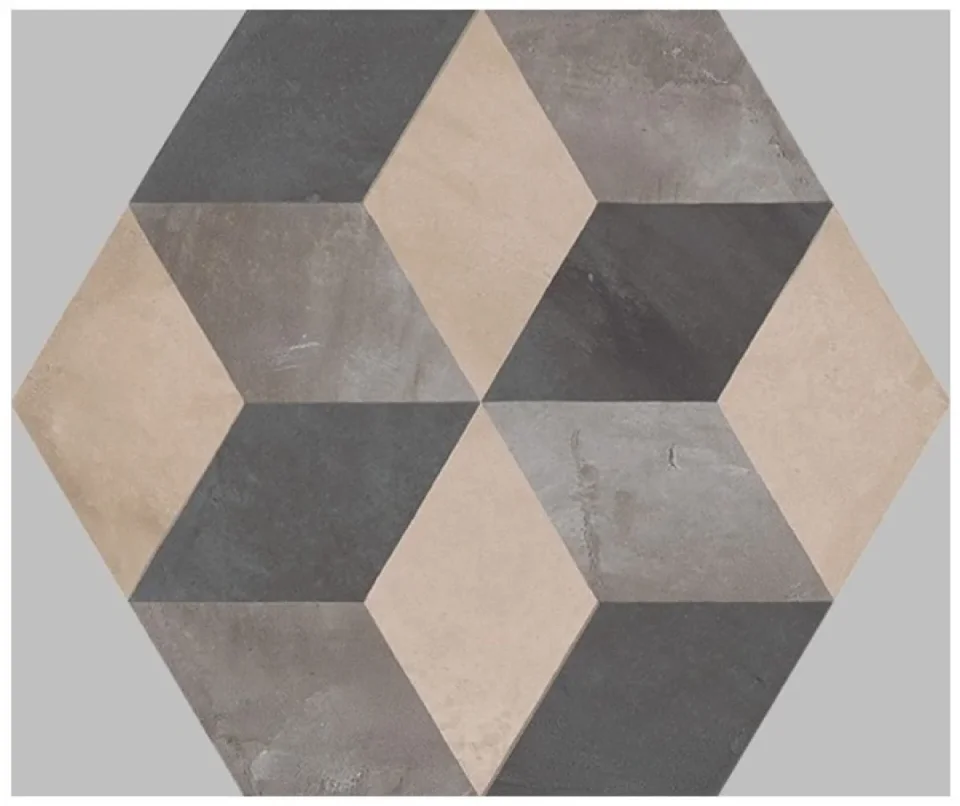 European Tiles Terra Hex Mixed Decor 25x21.6cm detail view - Image 2