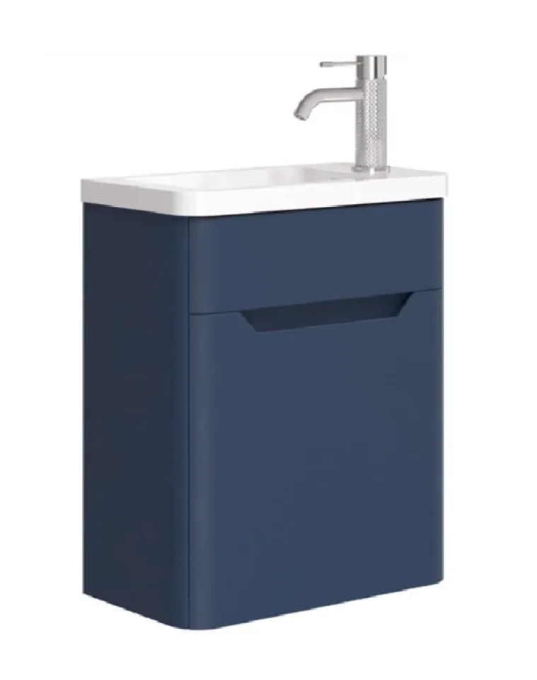 Cubico Eclipse 450mm Royal Blue Wall Hung Cloakroom Vanity Unit And Resin Basin detail view - Image 4