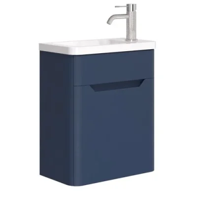 Cubico Eclipse 450mm Royal Blue Wall Hung Cloakroom Vanity Unit And Resin Basin
