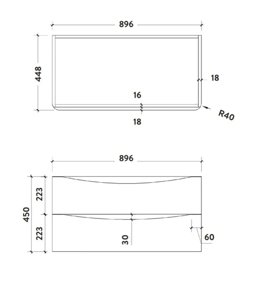 Scudo Bella 900 Wall Cabinet Graphite Grey detail view - Image 2