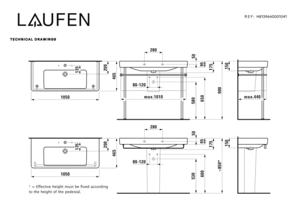 Laufen Pro S C/top Basin 1050x460mm 1th - White detail view - Image 2