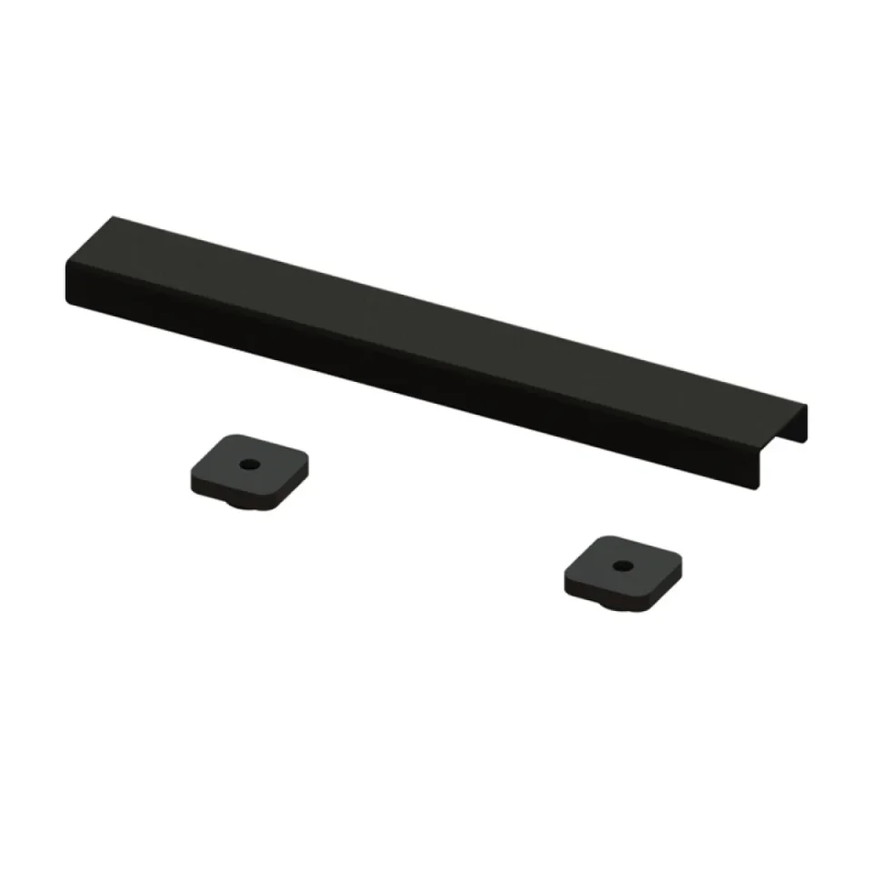 London Showers Elements Linear 300 Standard Tray 18x9 End With Matt Black Drain Kit detail view - Image 2