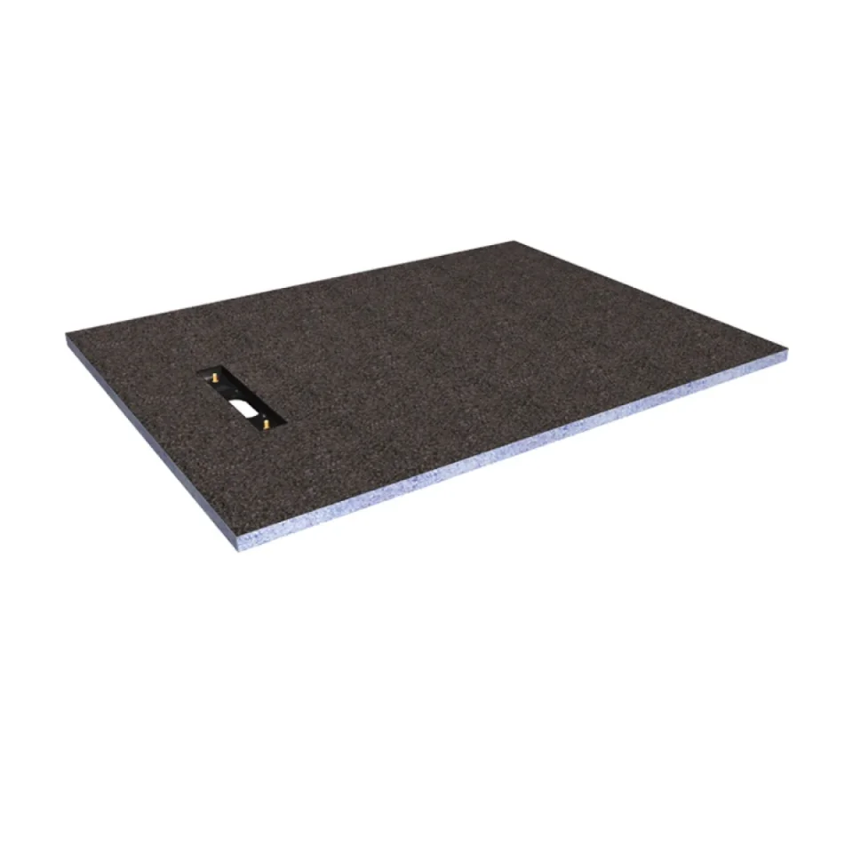 London Showers Elements Linear 300 Standard Tray 18x9 End With Matt Black Drain Kit product image - Image 1