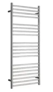 Jis Ashdown 400 Heated Towel Rail 1250 X 400mm Cylindrical Electric Only Stainless Steel Polished