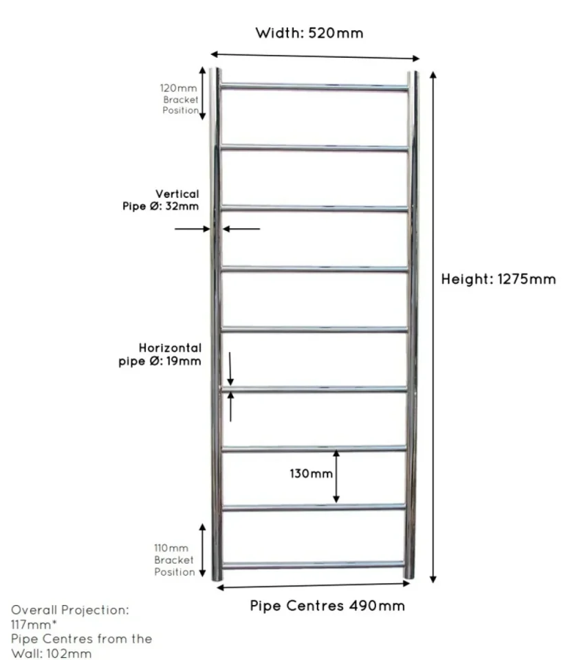 Jis Lindfield 1275 X 520mm Radiator For Central Heating Black Stainless Steel detail view - Image 3