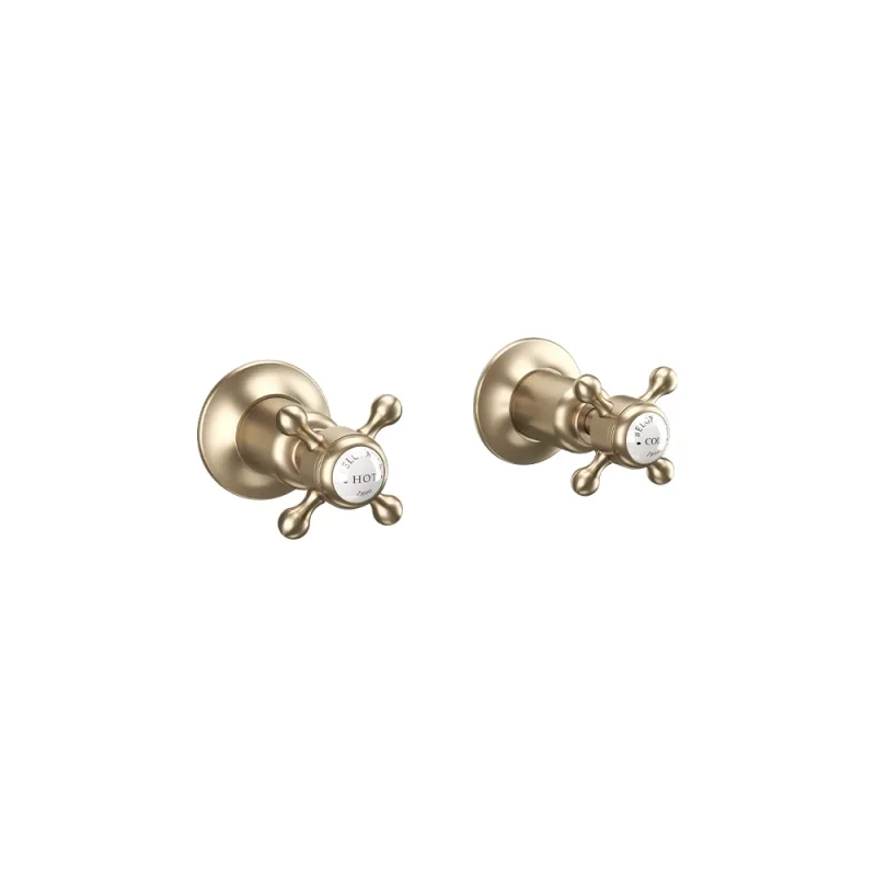 Crosswater Belgravia Crosshead Wall Stop Taps Brushed Brass product image - Image 6