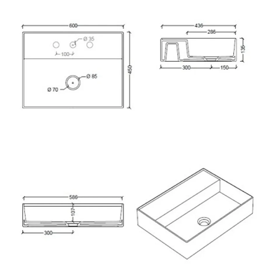 Saneux ICON 60 x 45 cm Washbasin 1 T/H - Wall mounted - Matte White detail view - Image 2