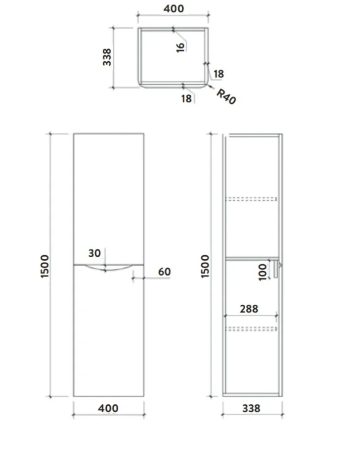 Scudo Bella Tall Cabinet Graphite Grey detail view - Image 3