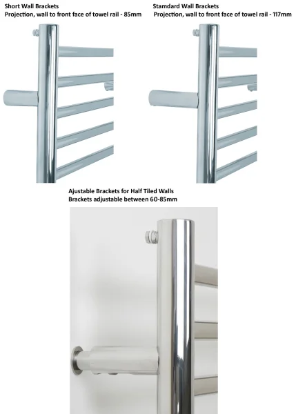 JIS Short set of 4 Brackets - 60mm (Creates Overall projection of 92mm) - Polished Stainless Steel