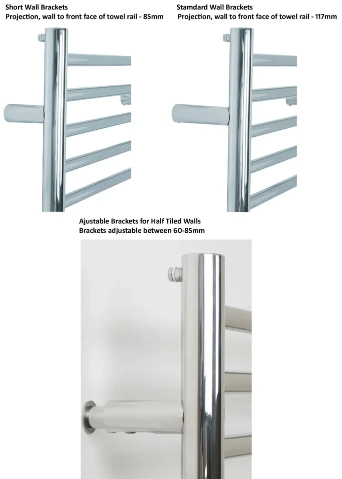 JIS Short set of 4 Brackets - 60mm (Creates Overall projection of 92mm) - Polished Stainless Steel product image - Image 1
