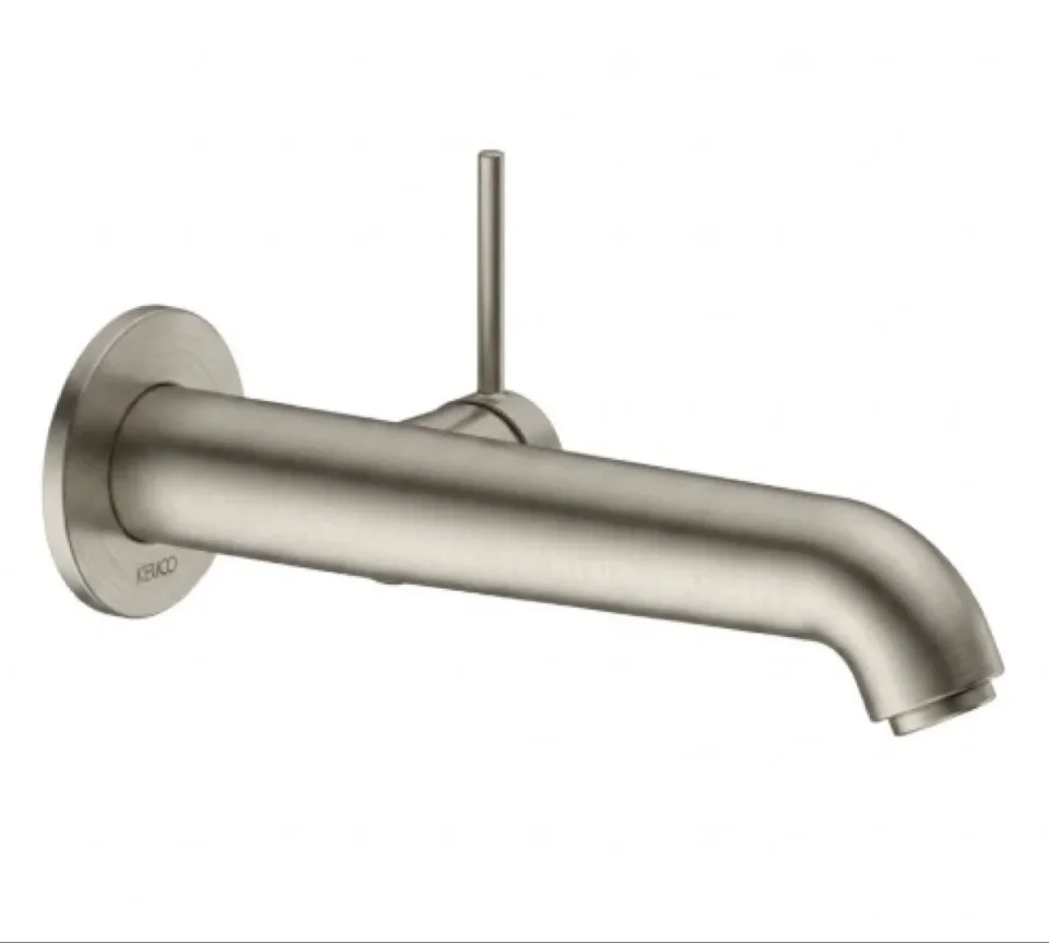 Keuco Ixmo Pure Wall Mounted 219mm Single Lever Basin Mixer Tap Brushed Nickel product image - Image 1