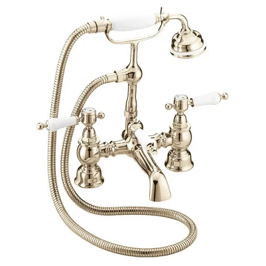 Heritage Glastonbury Deck Mounted Bath Shower Mixer Tap Gold detail view - Image 3