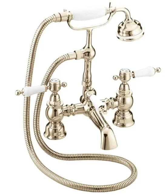 Heritage Glastonbury Deck Mounted Bath Shower Mixer Tap Gold product image - Image 1