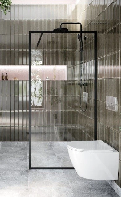 Cubico Amore Single Frame Shower Screen Matt Black (clear Glass) 980mm
