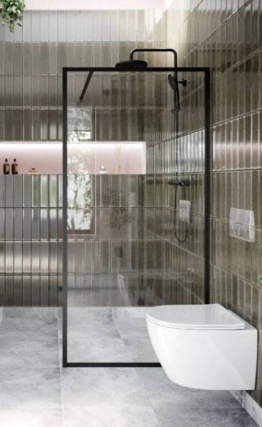 Cubico Amore Single Frame Shower Screen Matt Black (clear Glass) 980mm