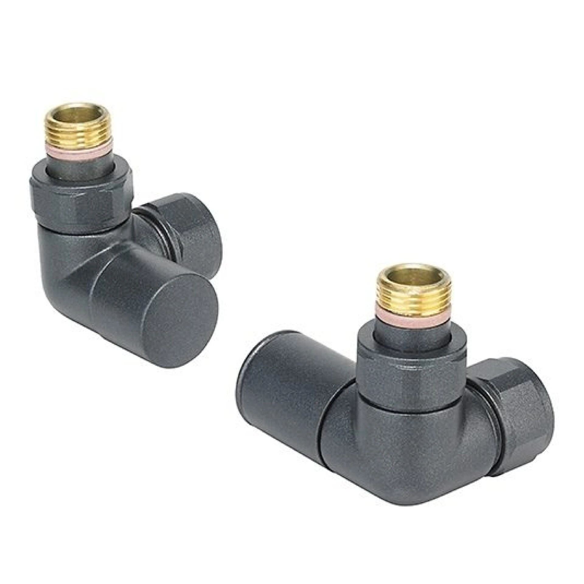 Zehnder Valve Set 28. Manual Double Angled Valve Set. Volcanic Finish.