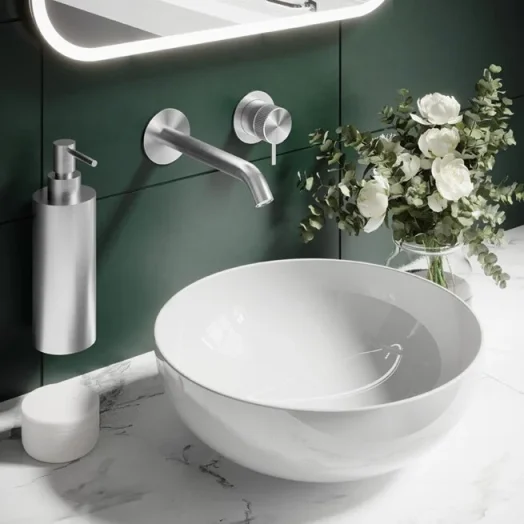 Crosswater 3ONE6 Basin 2 Hole Set Wall Mounted Stainless detail view - Image 2