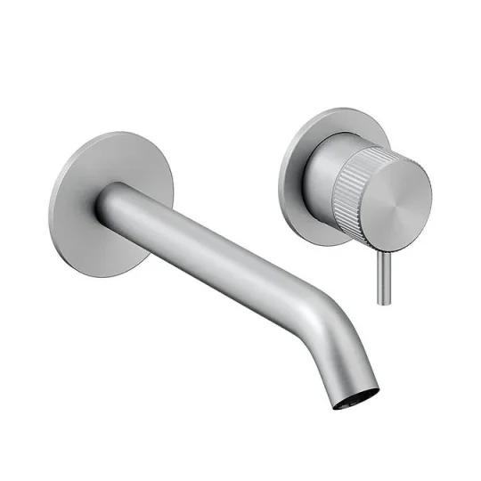 Crosswater 3ONE6 Basin 2 Hole Set Wall Mounted Stainless detail view - Image 3