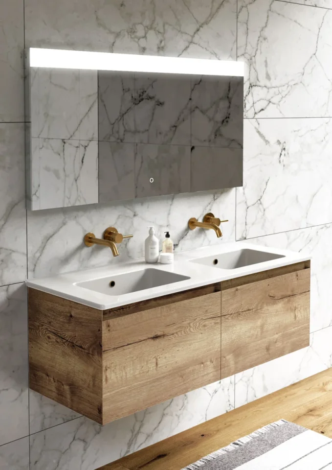 Saneux Uni 120x47cm 2 Bowl Washbasin 0th detail view - Image 2