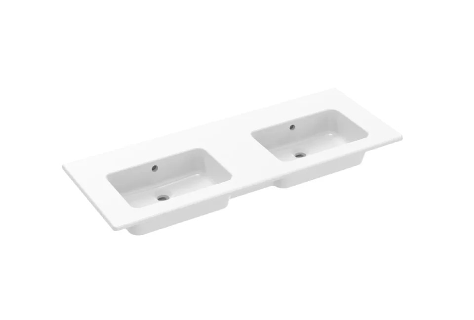 Saneux Uni 120x47cm 2 Bowl Washbasin 0th detail view - Image 4