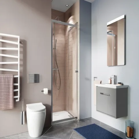 Crosswater Clear 6 Infold Door 760 Chrome detail view - Image 5