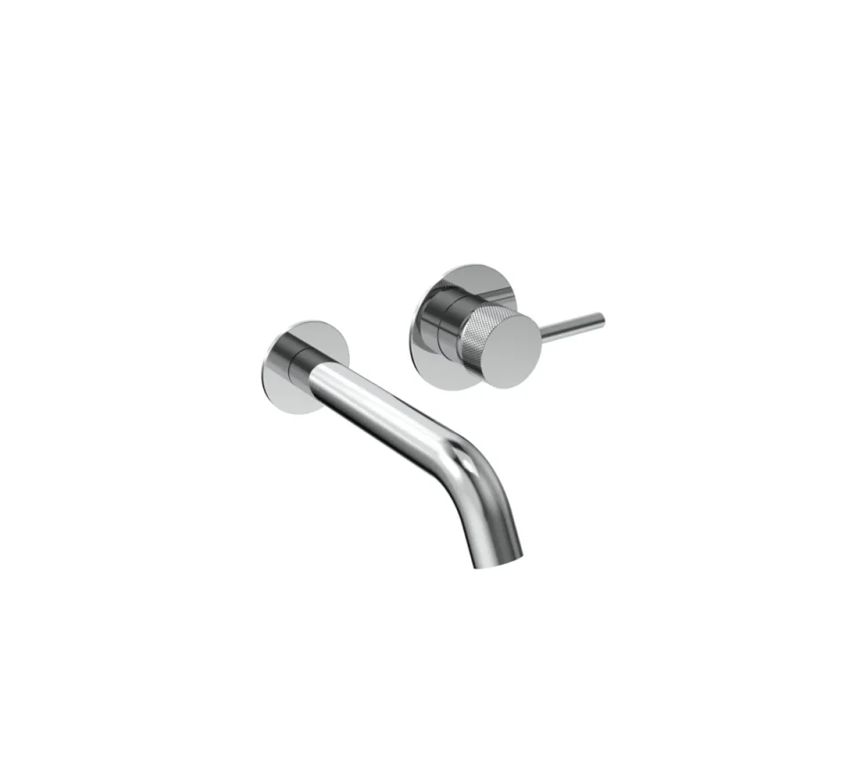 Saneux Cos Wall Mounted Basin Mixer With Knurled Handle - Chrome product image - Image 1