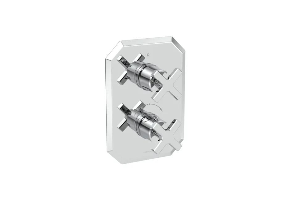 Saneux Cromwell 2 Way Thermostatic Shower Valve Kit With Cross Handles - Chrome detail view - Image 3