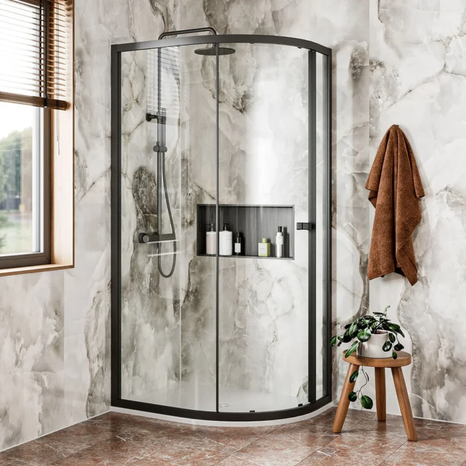 Crosswater 6mm Quadrant Single Door 1200 x 900 Matt Black product image - Image 1