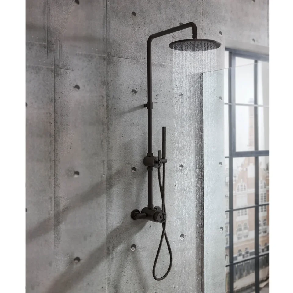 Crosswater Union Exposed Shower Matt Black detail view - Image 2
