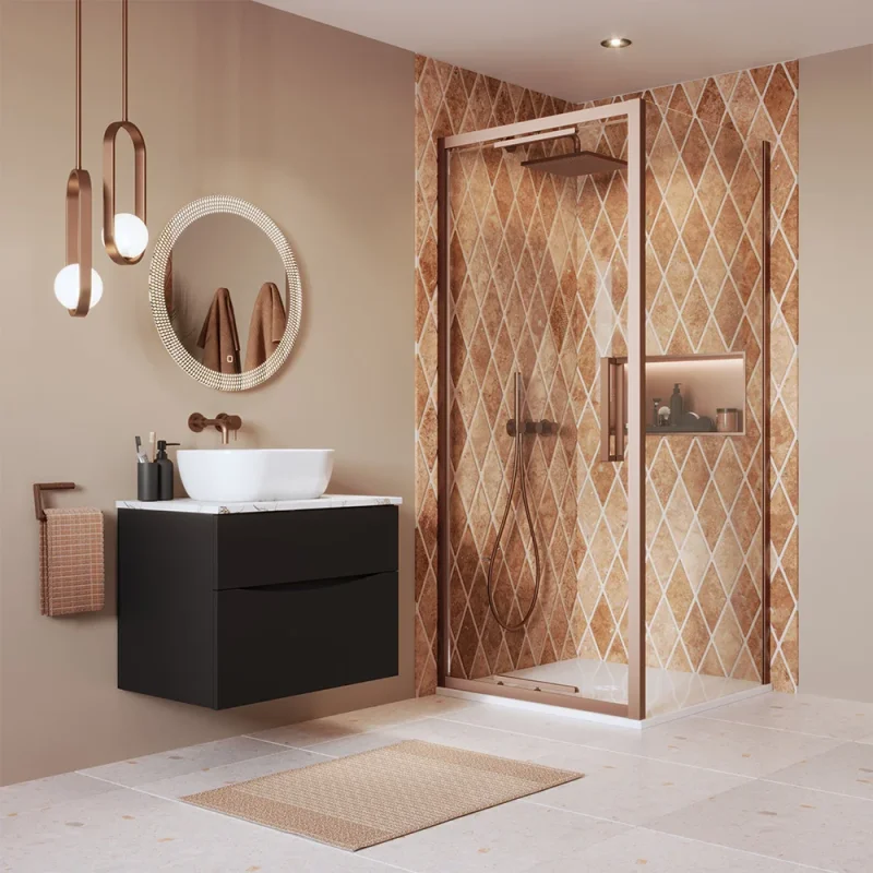 Crosswater Asura 8mm Side Panel 900 for Infold Door Brushed Bronze product image - Image 3