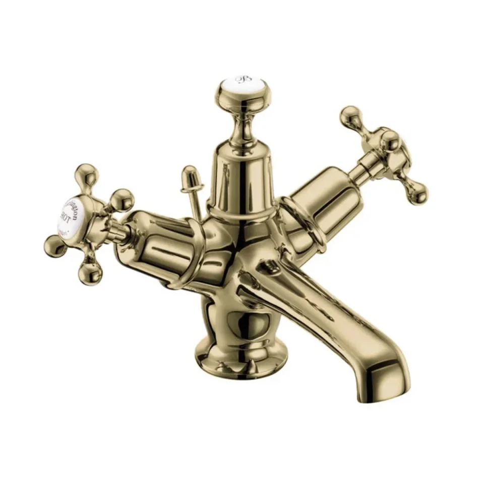 Burlington Quarter Turn Basin Mixer Gold detail view - Image 3